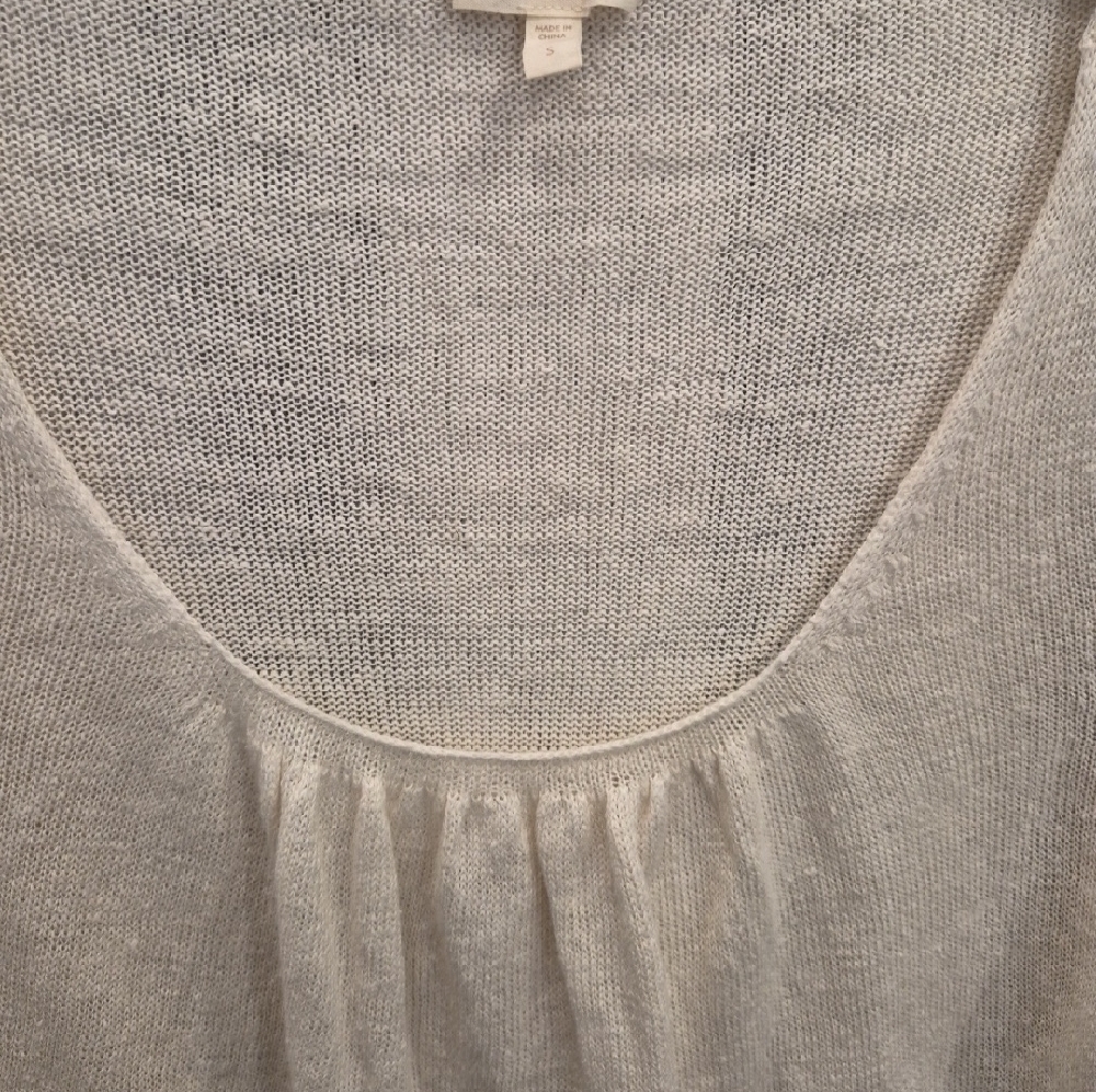 Eileen Fisher Lightweight Scoop Neck Sweater - Ivory - Picture 2 of 7